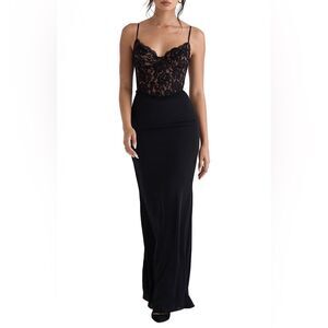 House of CB Cara Corset Illusion Lace Underwire Cocktail Dress Size S Black‎ NWT
